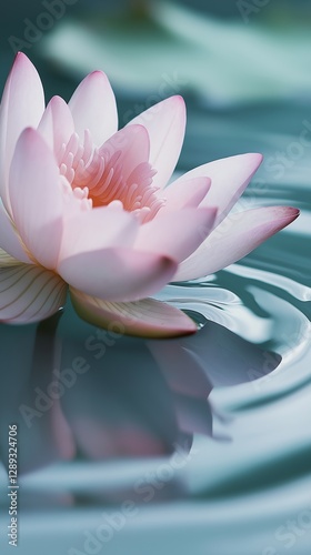 Soft pastel hues of a lotus flower gracefully floating on calm water with gentle ripples making an ideal phone background wallpaper