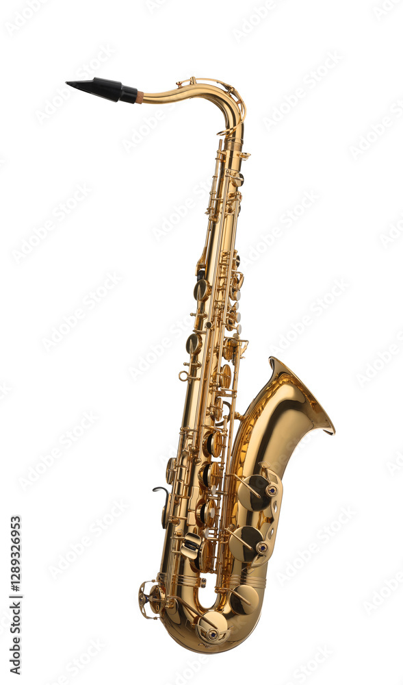 Fototapeta premium Jazz. One beautiful saxophone isolated on white