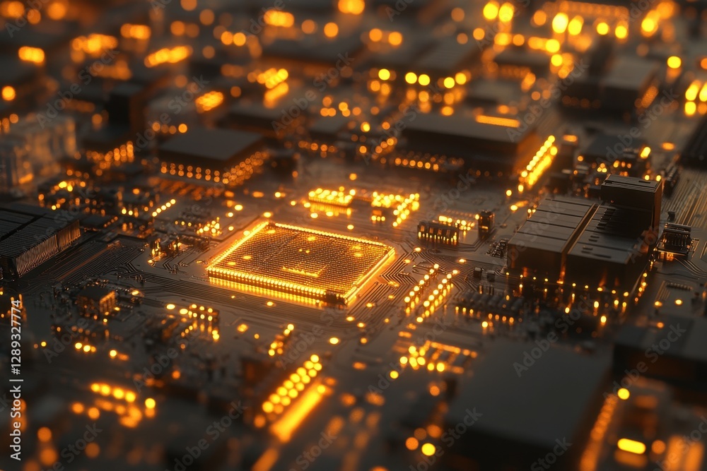 Glowing 100% on Digital Circuit Board Glowing 100% on Digital Circuit Board