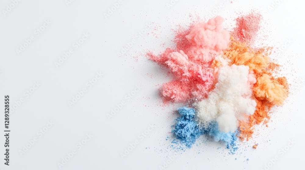 Colorful powder explosion on white background; design element (2) Colorful powder explosion on white background; design element (2)