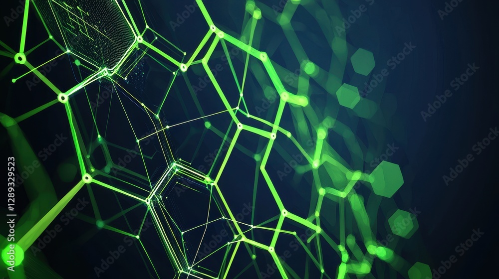 Abstract blue and green background with interconnected hexagons and bokeh lights, symbolizing modern technology and innovation. Abstract blue and green background with interconnected hexagons and bokeh lights, symbolizing modern technology and innovation.