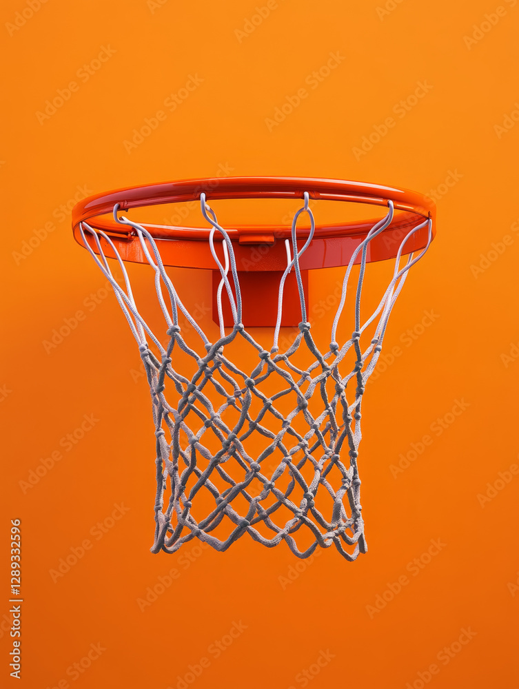 Basketball hoop and net on an orange background. Basketball hoop and net on an orange background.