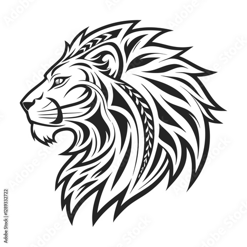 Adobe Illustrator Artwork A detailed lion head vector graphic, perfect for logos, tattoos, and branding. It is ideal for wildlife and sports designs. Available in EPS