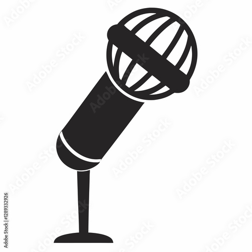 Microphone Vector Illustration in Black and White
