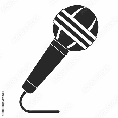 Microphone Vector Illustration in Black and White
