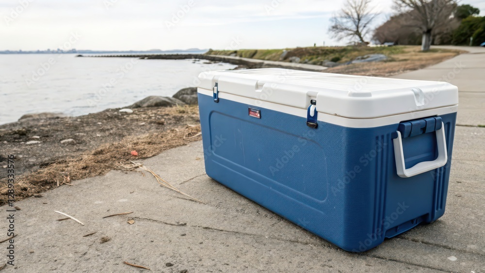 Blue Cooler on White Background Blue Cooler on White Background