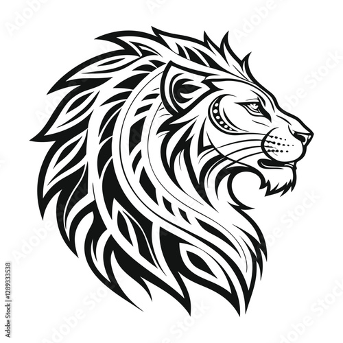 Adobe Illustrator Artwork A detailed lion head vector graphic, perfect for logos, tattoos, and branding. It is ideal for wildlife and sports designs. Available in EPS