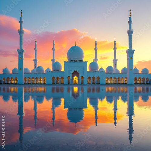Mosque islamic art sunset 