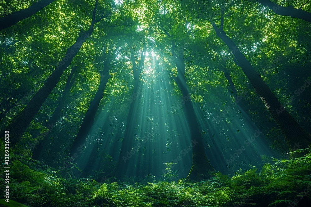 Obraz premium rays of light in the forest