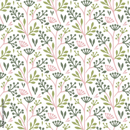 seamless floral artwork with decorative stems and leaf motifs for wallpaper and stylish fashion prints

