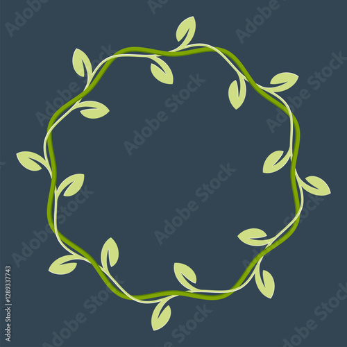 vector liana stem frame. jungle creeper liana. green vine with leaves. tropical nature plant