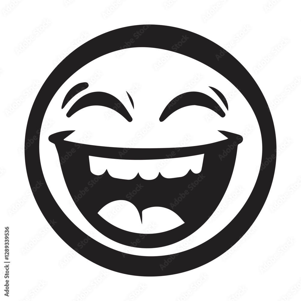 black laughing emoji face against a whitre background black laughing emoji face against a whitre background