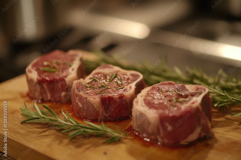 Raw lamb chops with rosemary Raw lamb chops with rosemary