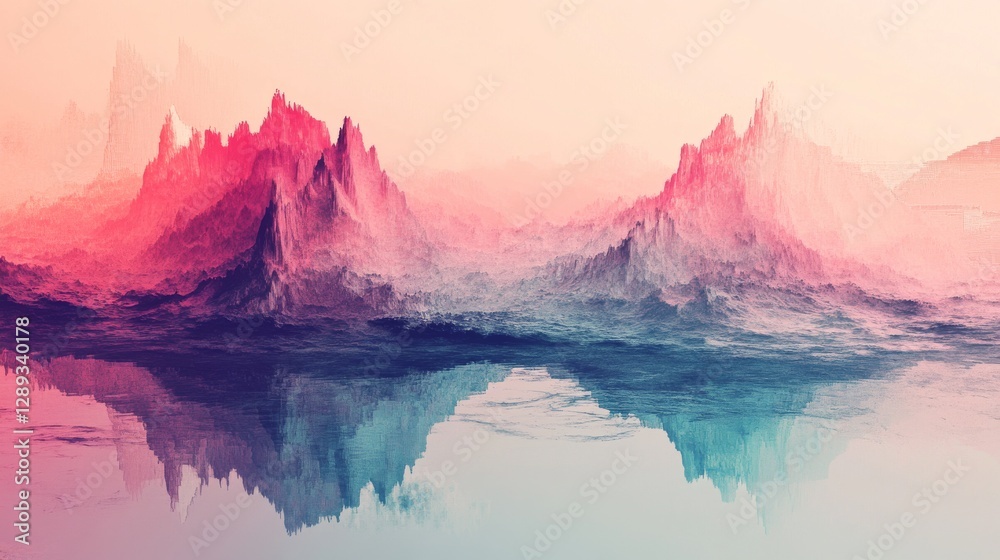 Obraz premium Majestic mountains reflected beautifully in the calming still water below