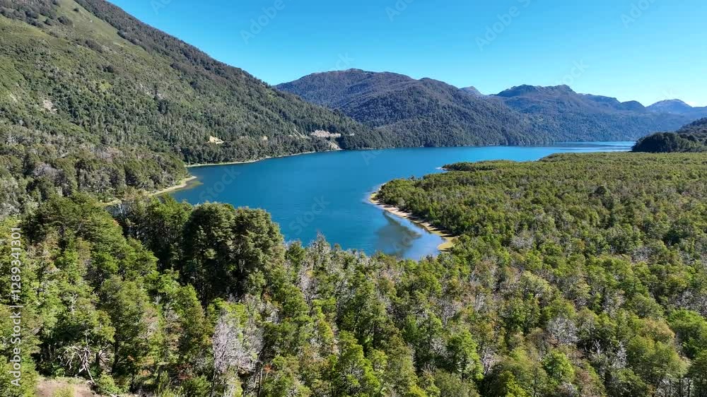 Dron en la ruta de los 7 lagos, Patagonia argentina Dron en la ruta de los 7 lagos, Patagonia argentina