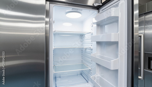 Modern industrial refrigerator interior showcasing cleanliness, efficiency