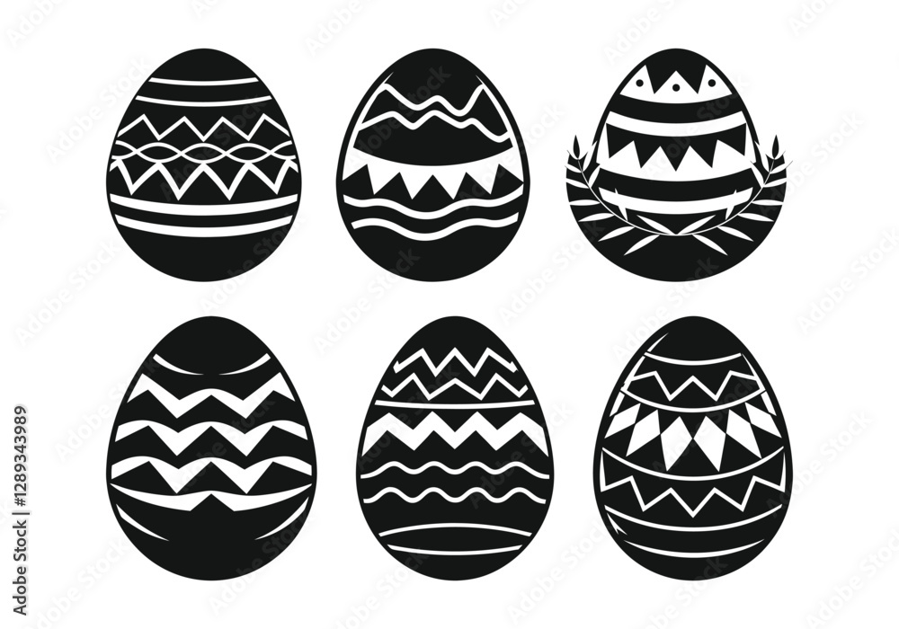 set of easter eggs vector on white background set of easter eggs vector on white background
