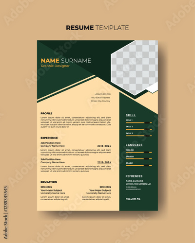 Modern and elegant cv resume template. Clean and modern curriculum vitae design for job interview.