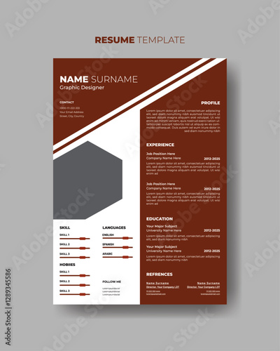 Modern and elegant cv resume template. Clean and modern curriculum vitae design for job interview.