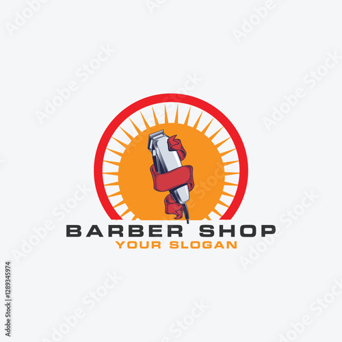 barber hair salon shop logo design vector