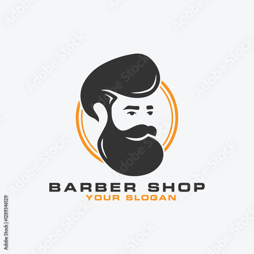 barber hair salon shop logo design vector