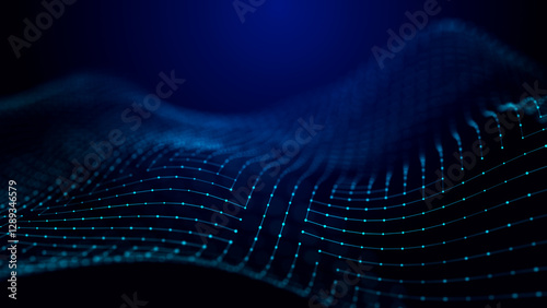 Wave of dots and weave lines. Abstract background. Network connection structure.