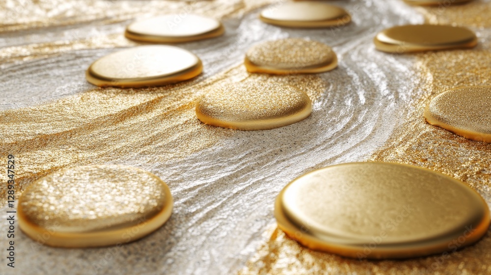 Golden stones in a zen garden create a serene and calming scene Golden stones in a zen garden create a serene and calming scene