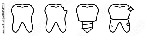 Tooth icon set. Dentist icon