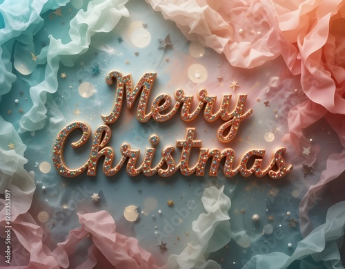 Merry Christmas card with crepe background.
