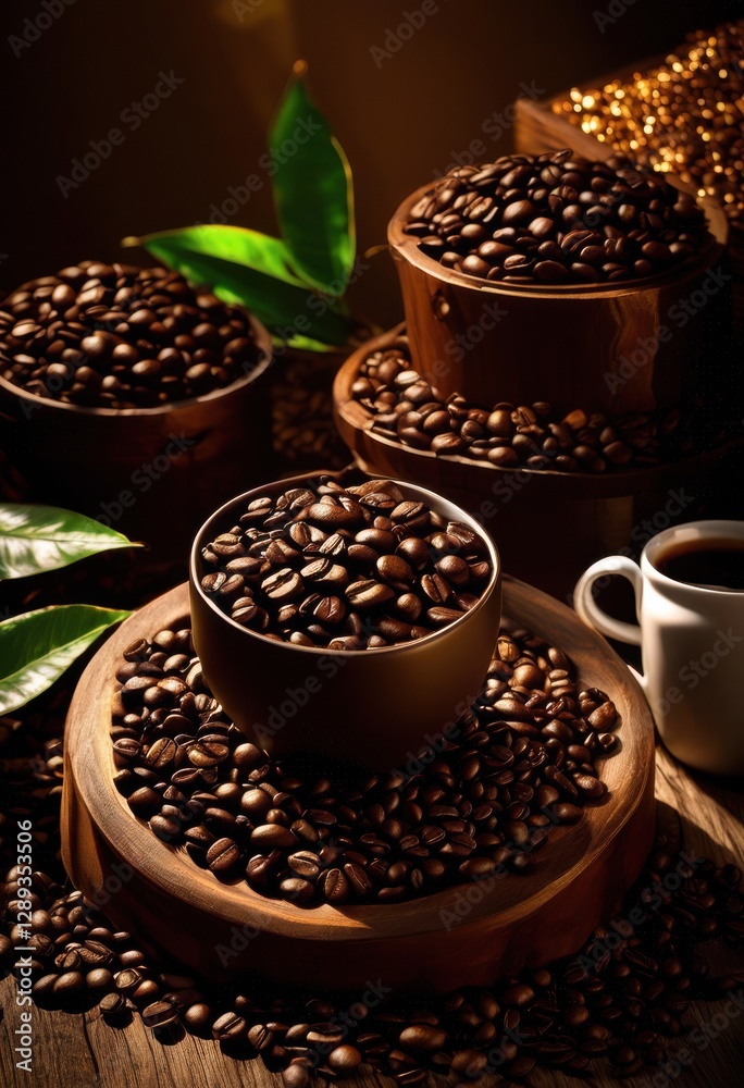 vibrant display rich coffee beans nestled naturally earthy settings rustic elements organic textures, espresso, aroma, brew, beverage, roaster, farm vibrant display rich coffee beans nestled naturally earthy settings rustic elements organic textures, espresso, aroma, brew, beverage, roaster, farm
