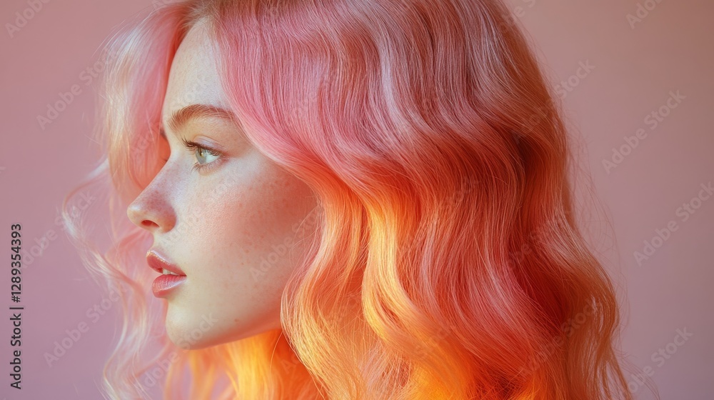 A Side Profile Portrait Featuring a Person With Colored Hair A Side Profile Portrait Featuring a Person With Colored Hair