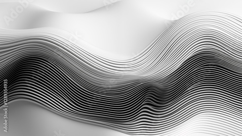 Abstract wavy black and white layered pattern
