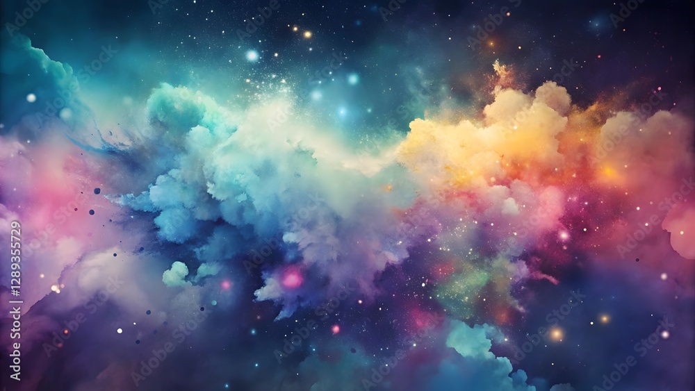 Naklejka premium Cosmic Nebula, Colorful Space Clouds, Abstract Galaxy