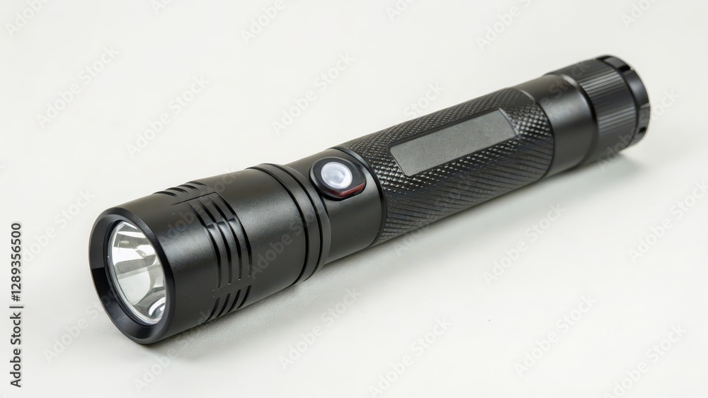 Black Flashlight on White Background Black Flashlight on White Background