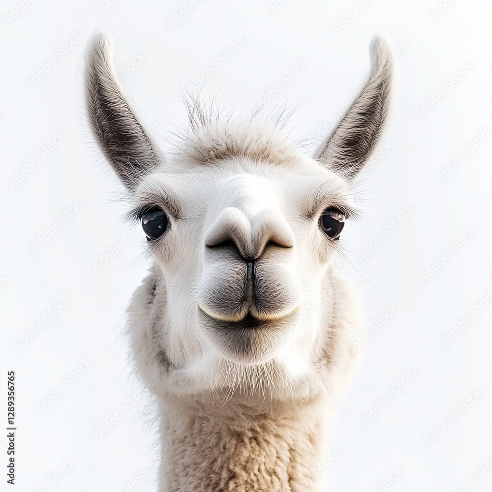 Fototapeta premium A playful llama curiously pushing its nose toward the camera