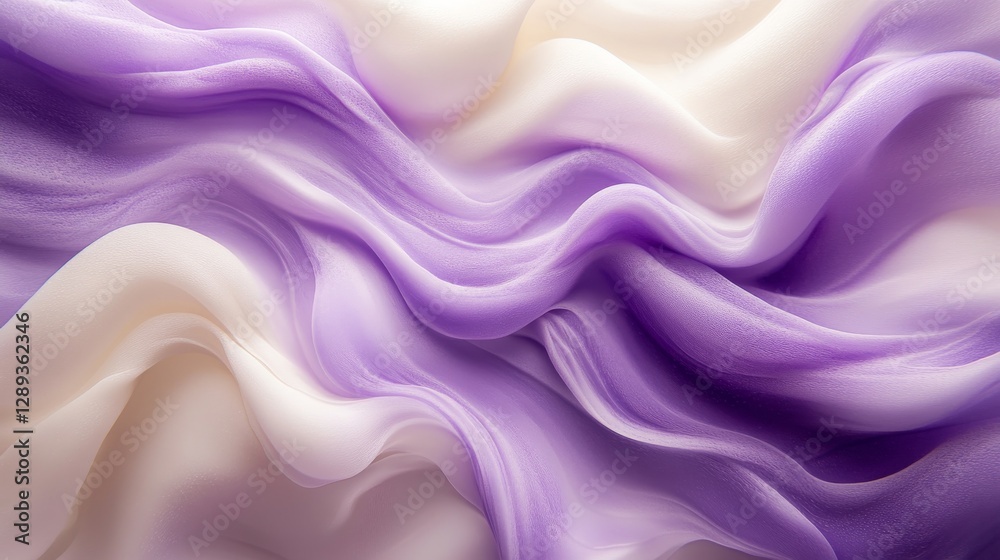 Obraz premium Beautiful flowing purple and cream color fabrics creating soft layers
