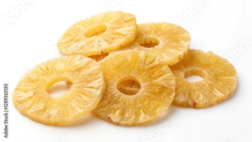 Dried Pineapple Rings on White Background