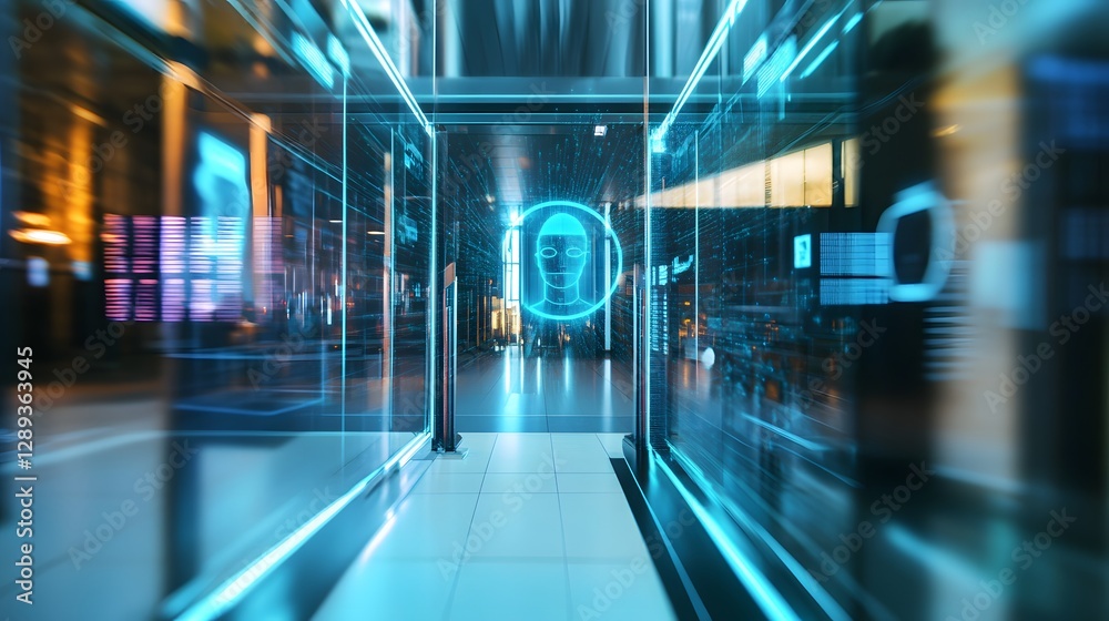 Futuristic Biometric Security Checkpoint with AI Driven Technology Futuristic Biometric Security Checkpoint with AI Driven Technology
