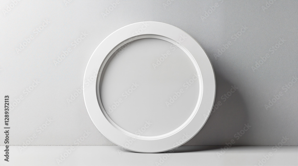 Modern Circular Picture Frame Mockup in minimalist style in white colors Modern Circular Picture Frame Mockup in minimalist style in white colors