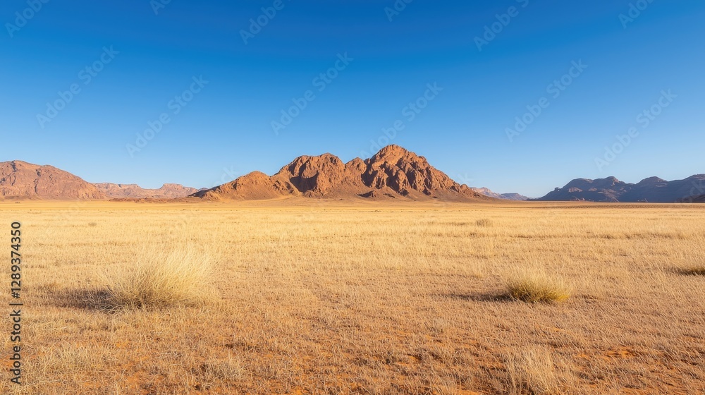 Desert landscape with distant mountains under a clear sky. Possible use for stock photo Desert landscape with distant mountains under a clear sky. Possible use for stock photo
