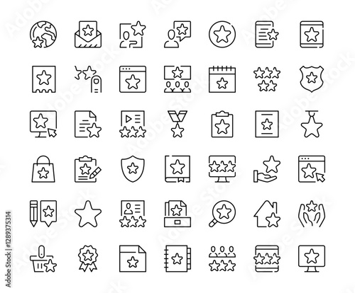 Stars icons. Outline symbols collection. Premium vector line icons set