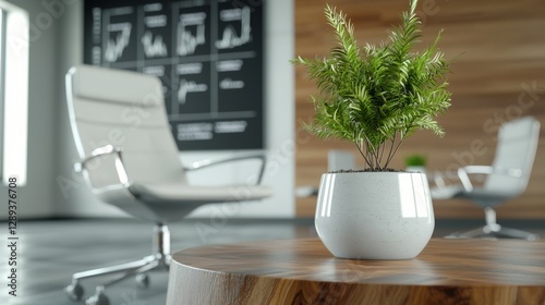 Modern Office Space with Plant and Furniture