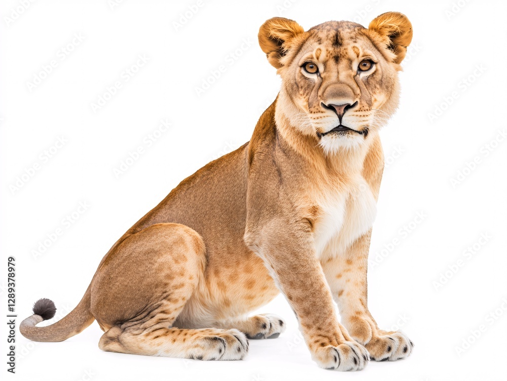 Full Body Lion Portrait Isolated Against a Clean White Canvas Full Body Lion Portrait Isolated Against a Clean White Canvas