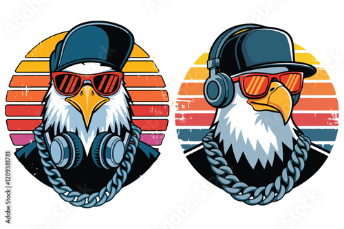 Creative retro style t-shirt design based on different kind on animals