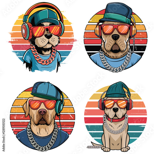 Creative retro style t-shirt design based on different kind on animals