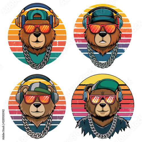 Creative retro style t-shirt design based on different kind on animals