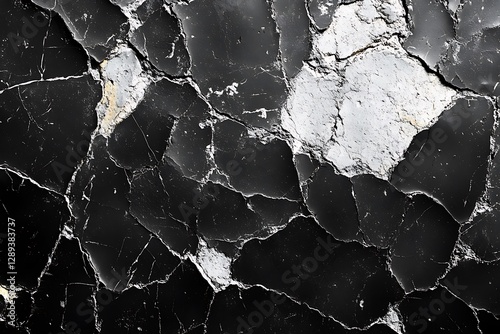 Textured Black Surface with Deep Cracks photo