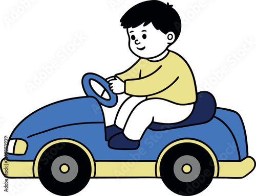 Happy Toddler Holding a Balloon - Vector Graphic