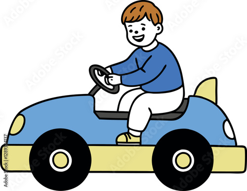 Happy Toddler Holding a Balloon - Vector Graphic