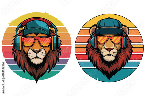 Creative retro style t-shirt design based on different kind on animals